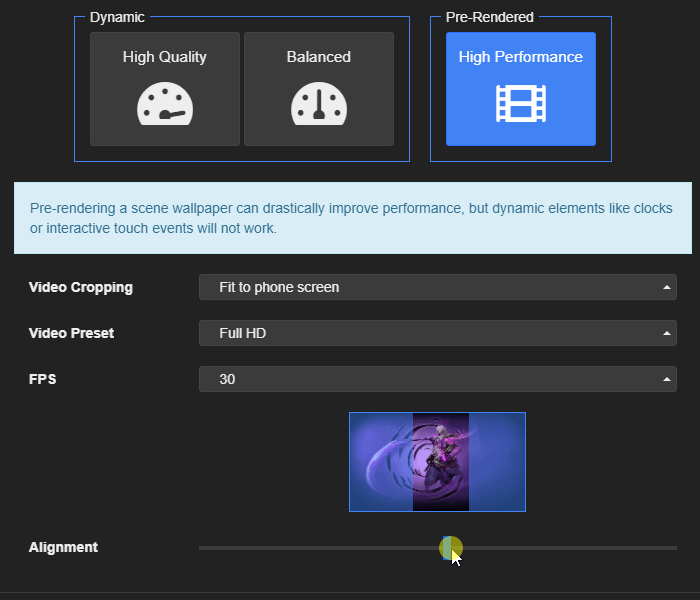 Animated wallpaper effects preview